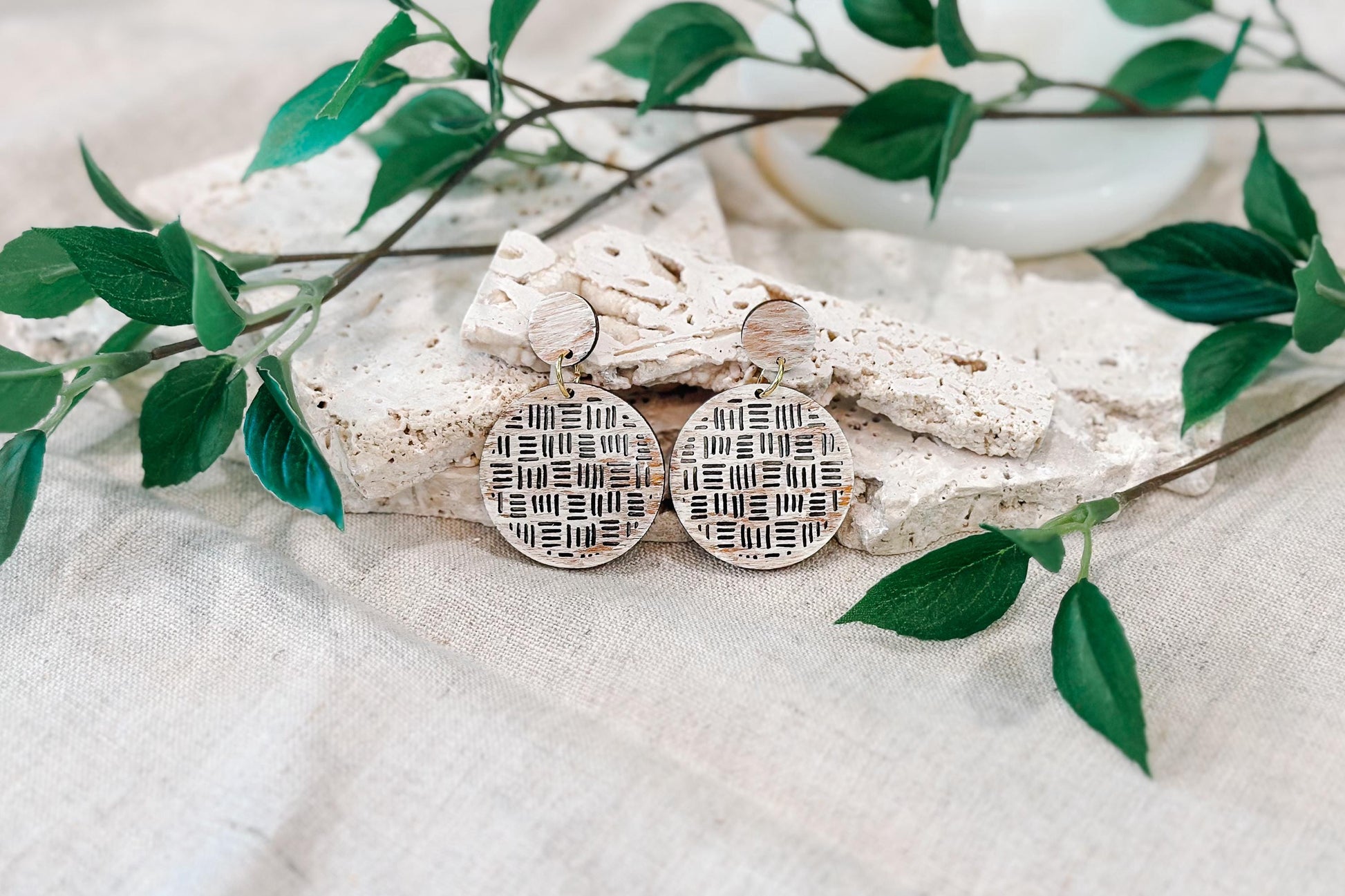 Laser Cut Earring SVG | Round Boho Basket Weave Pattern | Statement Jewelry Template | Glowforge xTool Digital Cut File