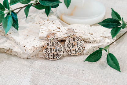 Laser Cut Earring SVG | Round Boho Botanical Diamond Pattern | Statement Jewelry Template | Glowforge xTool Digital Cut File