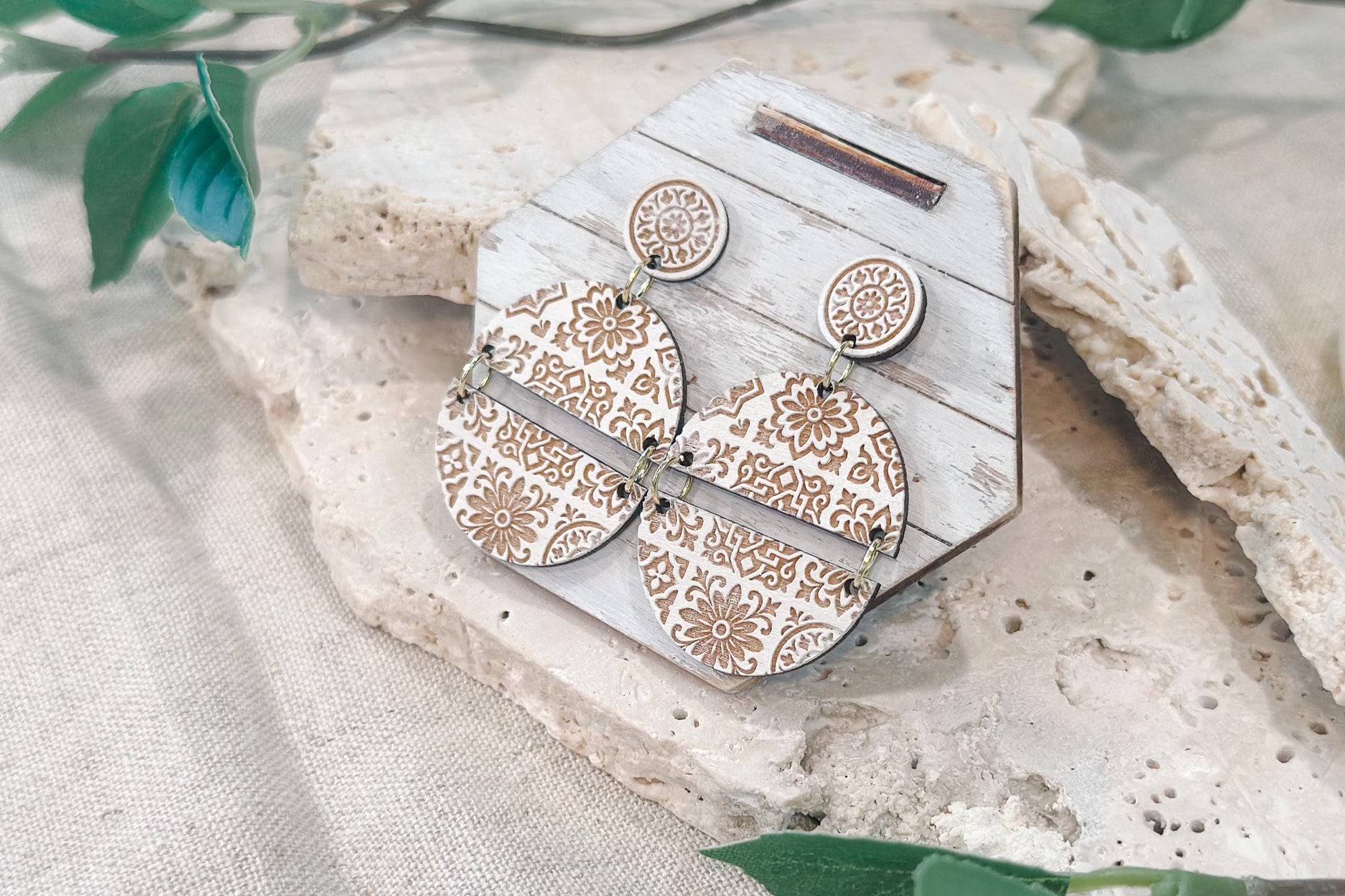 Laser Cut Earring SVG | Moroccan Tile Linked Drop Earrings Template | DIY Boho Jewelry SVG for Glowforge xTool | Double Drop Cut File