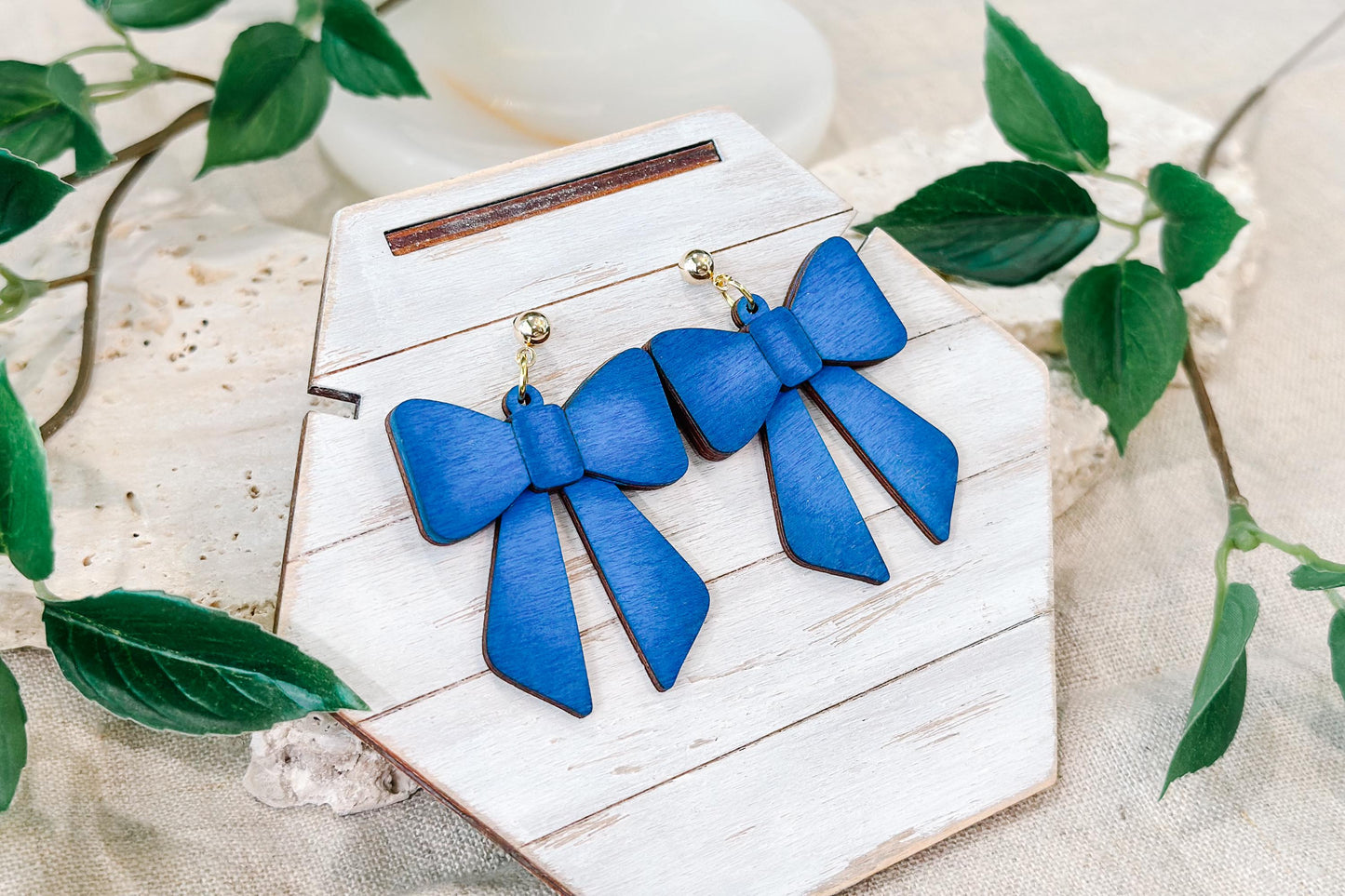 Laser Cut Earring SVG | Coquette Bow Statement Earrings Template | DIY Wood Jewelry SVG for Glowforge xTool | Holiday Cut File