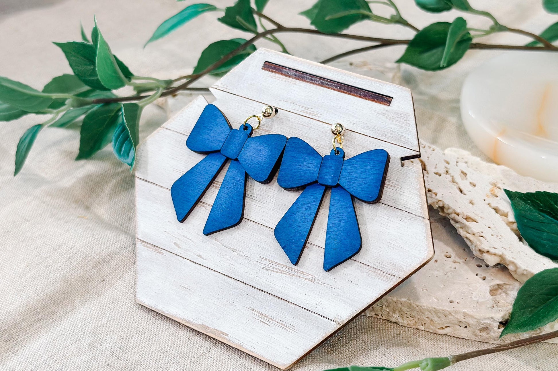 Laser Cut Earring SVG | Coquette Bow Statement Earrings Template | DIY Wood Jewelry SVG for Glowforge xTool | Holiday Cut File