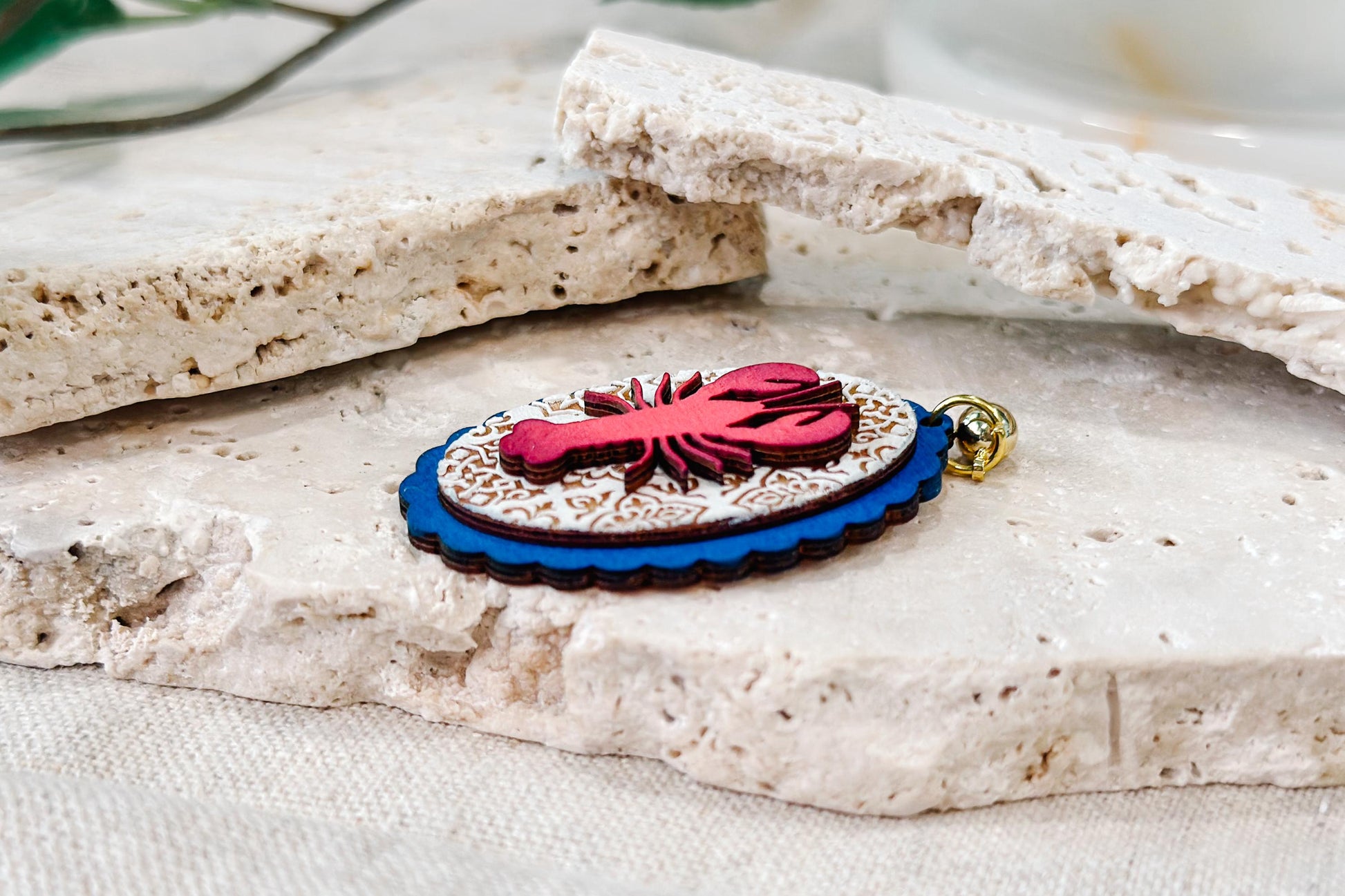 Laser Cut Earring SVG | Lobster Oval Drop Earrings Template | Coastal Jewelry SVG for Glowforge xTool | Moroccan Mediterranean Tile Cut File