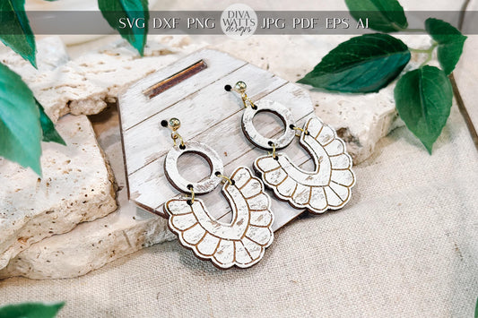 Boho Statement Earring SVG | Layered Laser Cut Jewelry Template | Digital Earrings Cut File for Glowforge xTool | DIY Accessory SVG