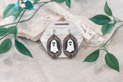 Laser Cut Earring SVG | Gothic Ghost Halloween Jewelry Template | DIY Wooden Earrings Cut File | Digital SVG for Glowforge xTool