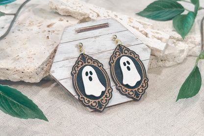 Laser Cut Earring SVG | Gothic Ghost Halloween Jewelry Template | DIY Wooden Earrings Cut File | Digital SVG for Glowforge xTool