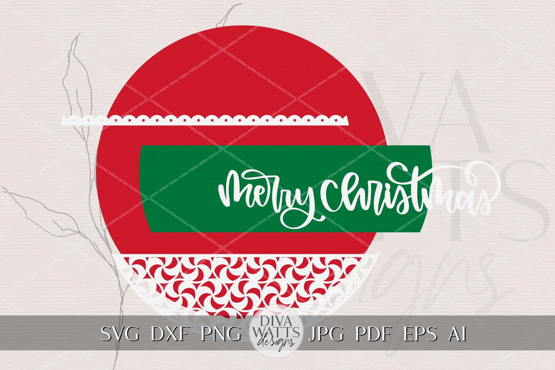 Laser Cut Door Hanger SVG | Merry Christmas Round Sign Template | DIY Holiday Porch Sign SVG for Glowforge xTool | Festive Christmas Decor