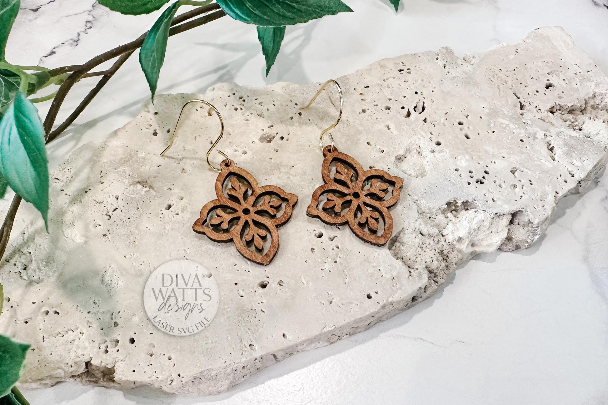 Floral petal earring SVG laser cut file – easy lightweight jewelry template, fast cut DIY flower earrings digital design