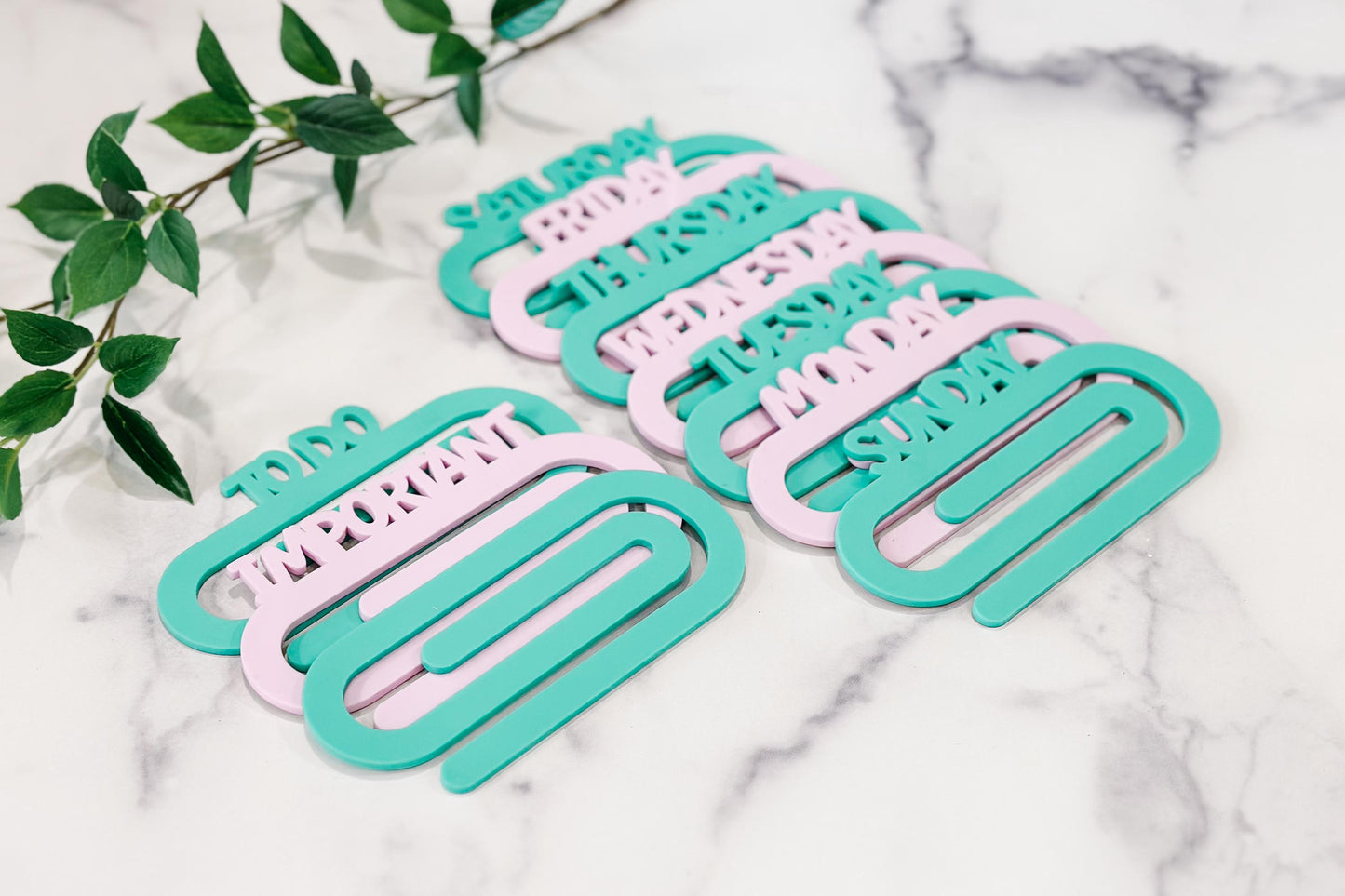Paperclip Bookmark SVG Set – Days of the Week, To Do & Important Labels, Planner Dividers, Laser Cut Files for 1/8" Acrylic, Glowforge xTool