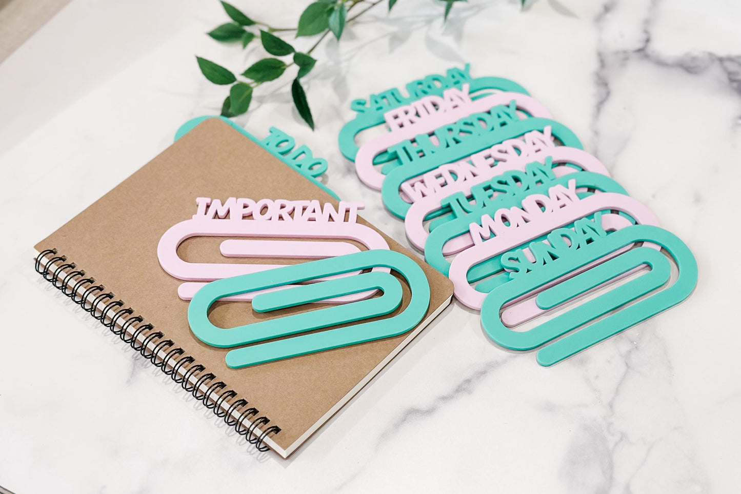 Paperclip Bookmark SVG Set – Days of the Week, To Do & Important Labels, Planner Dividers, Laser Cut Files for 1/8" Acrylic, Glowforge xTool
