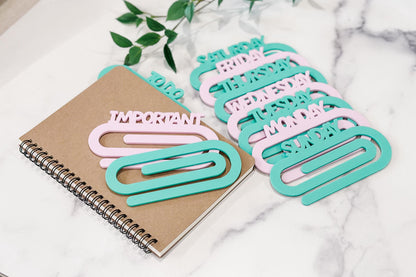 Paperclip Bookmark SVG Set – Days of the Week, To Do & Important Labels, Planner Dividers, Laser Cut Files for 1/8" Acrylic, Glowforge xTool