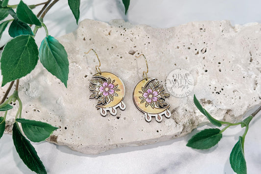 Moon Phase Floral Earring SVG Laser Cut File for Glowforge xTool OMTech Jewelry Making Digital Download