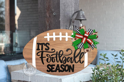 Football Season Door Hanger SVG | Laser Cut File | DIY Layered Wood Sign for Glowforge, xTool, OMTech | Porch Entryway Sports Décor