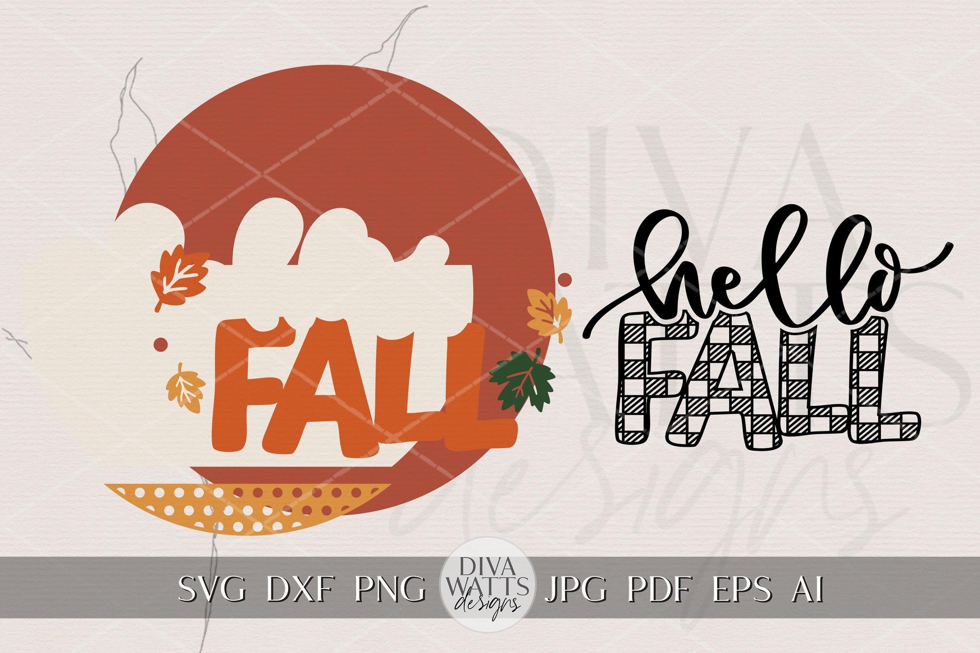 Hello Fall Round Door Hanger SVG | Buffalo Plaid Autumn Sign Laser Cut File | DIY Porch Decor for Glowforge xTool OMTech Craft Projects