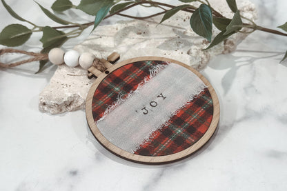 Embroidery Hoop Ornament SVG | Rustic Christmas Round Ornament Laser Cut File | DIY Holiday Décor for Glowforge xTool OMTech