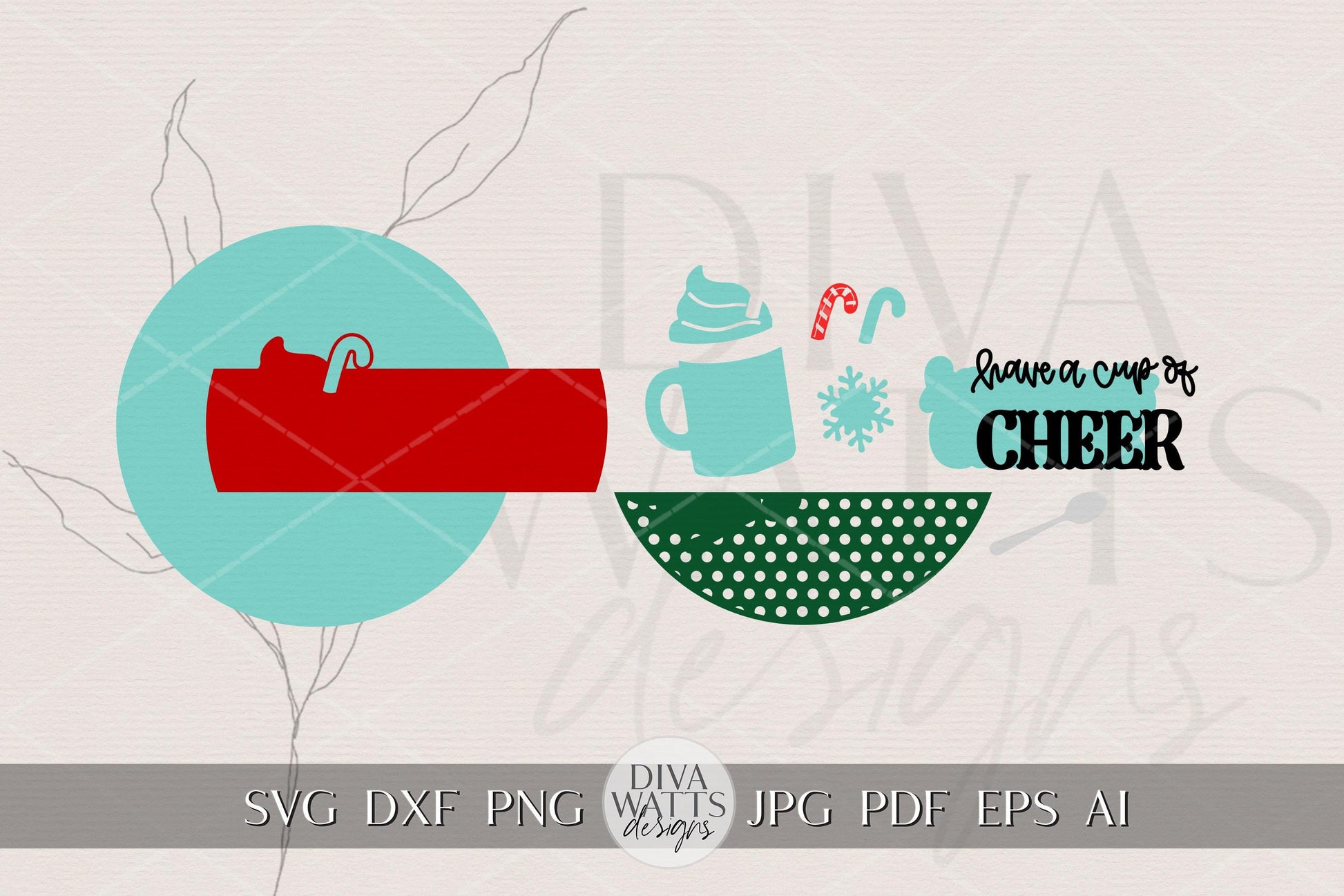 Christmas Hot Cocoa Round Door Hanger SVG | Have a Cup of Cheer Sign | Holiday Laser Cut File for Glowforge xTool