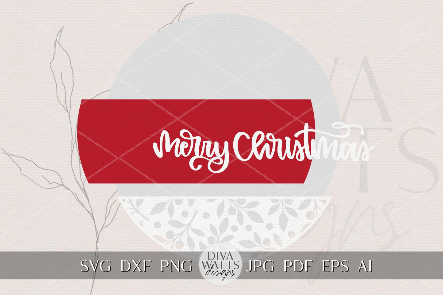 Merry Christmas Round Door Hanger SVG, Layered Holiday Laser Cut File, Festive Porch Sign Digital Design for Glowforge & xTool
