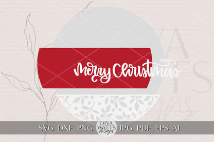 Merry Christmas Round Door Hanger SVG, Layered Holiday Laser Cut File, Festive Porch Sign Digital Design for Glowforge & xTool