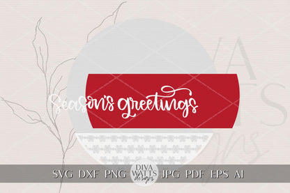 Season’s Greetings Round Door Hanger SVG Laser Cut File | Christmas Porch Sign Digital Download for Glowforge xTool OMTech DIY Holiday Décor