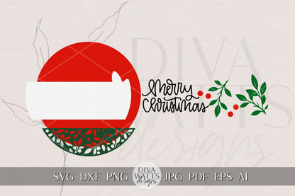 Merry Christmas Round Door Hanger SVG | Layered Laser Cut File for Glowforge xTool | Holiday Porch Sign Digital Download