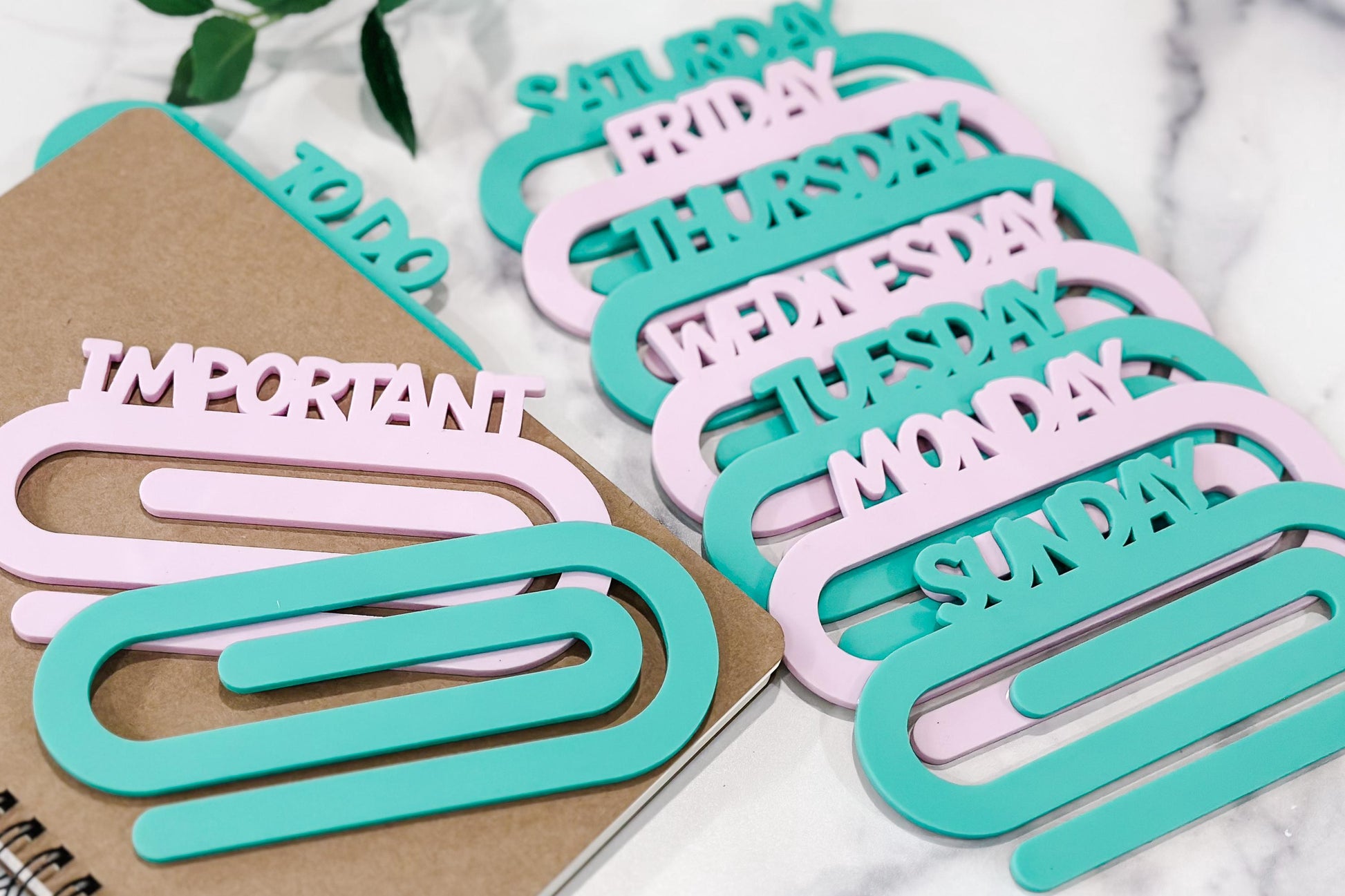 Paperclip Bookmark SVG Set – Days of the Week, To Do & Important Labels, Planner Dividers, Laser Cut Files for 1/8" Acrylic, Glowforge xTool