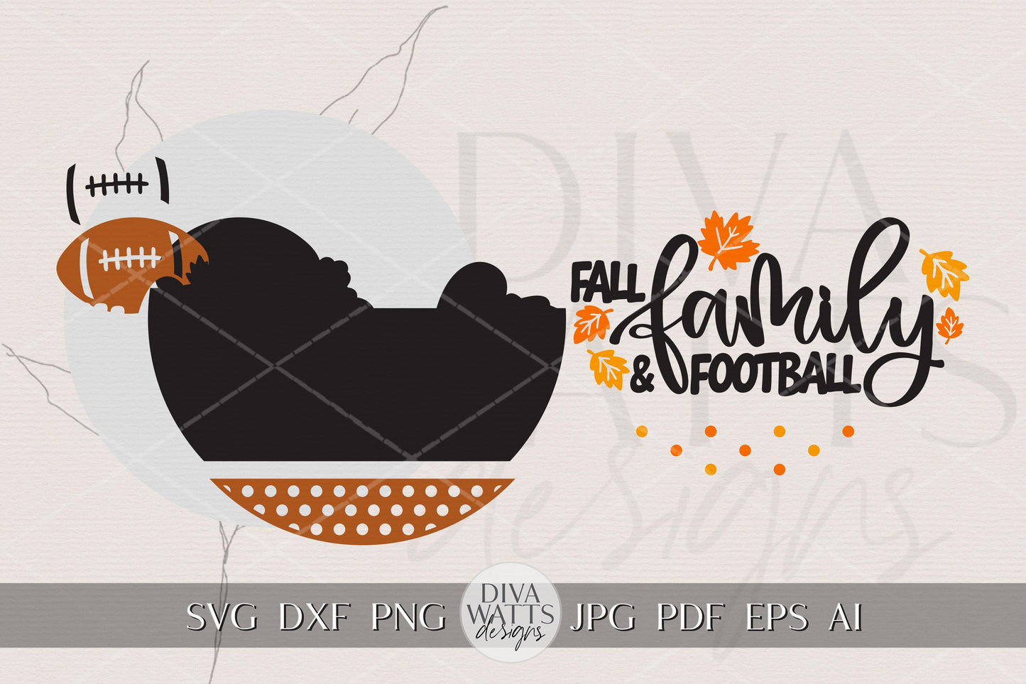Fall Family & Football Round Door Hanger SVG | Autumn Porch Sign Laser Cut File | Layered Football Season Home Décor DIY Sign