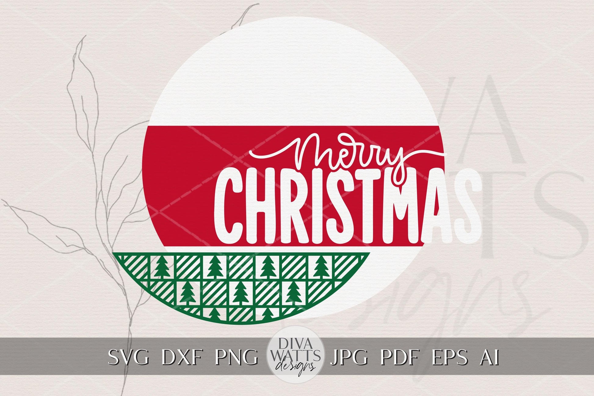 Merry Christmas Round Door Hanger SVG Laser Cut File | DIY Christmas Porch Sign Digital Download | Holiday Entryway Decor SVG