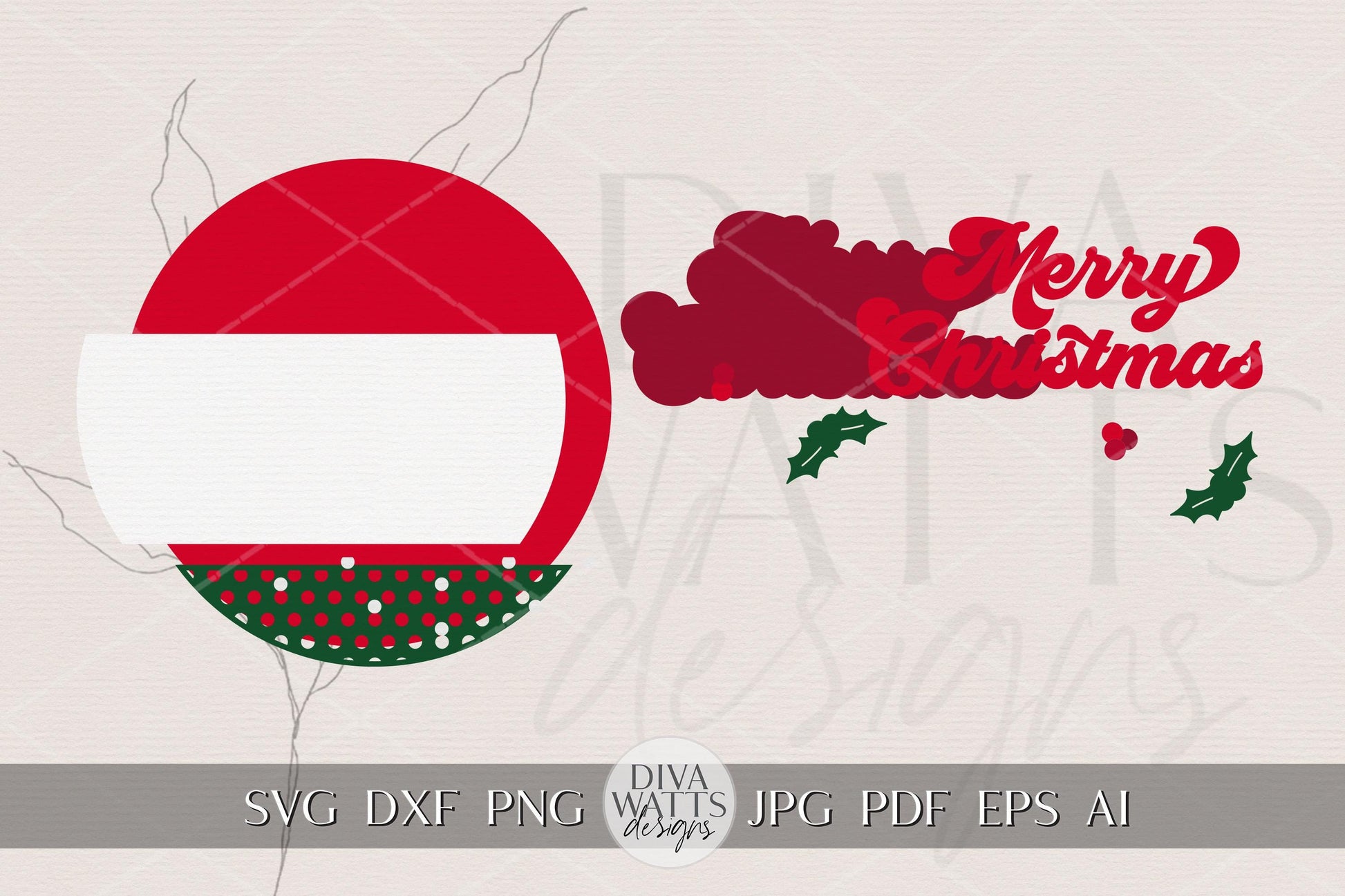 Merry Christmas Round Door Hanger SVG Laser Cut File | Layered Holiday Porch Sign | DIY Christmas Decoration for Glowforge & xTool