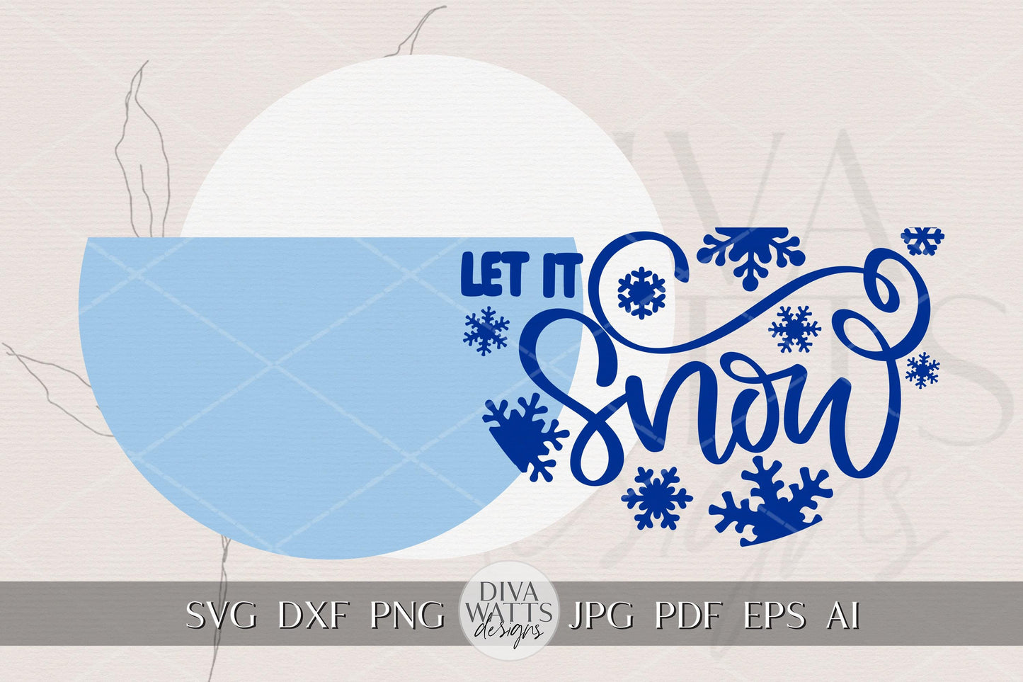 Let It Snow Round Door Hanger SVG File for Laser Cutting | Winter Porch Decor | Layered Snowflake Sign Digital Download