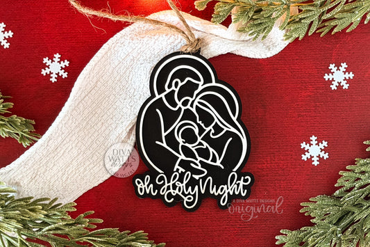 Oh Holy Night Nativity Ornament SVG | Layered Christmas Laser Cut File for Glowforge xTool OMTech | Religious Holiday Décor