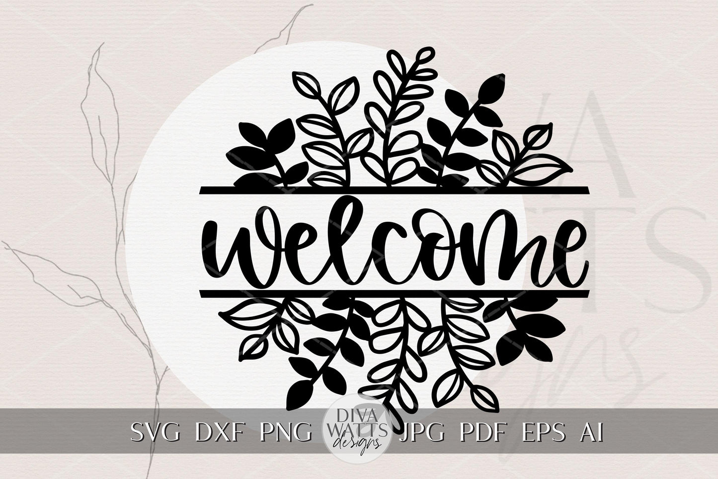 Welcome SVG Round Door Hanger | Farmhouse Laser Cut File for Glowforge xTool OMTech | Front Porch Everyday Sign