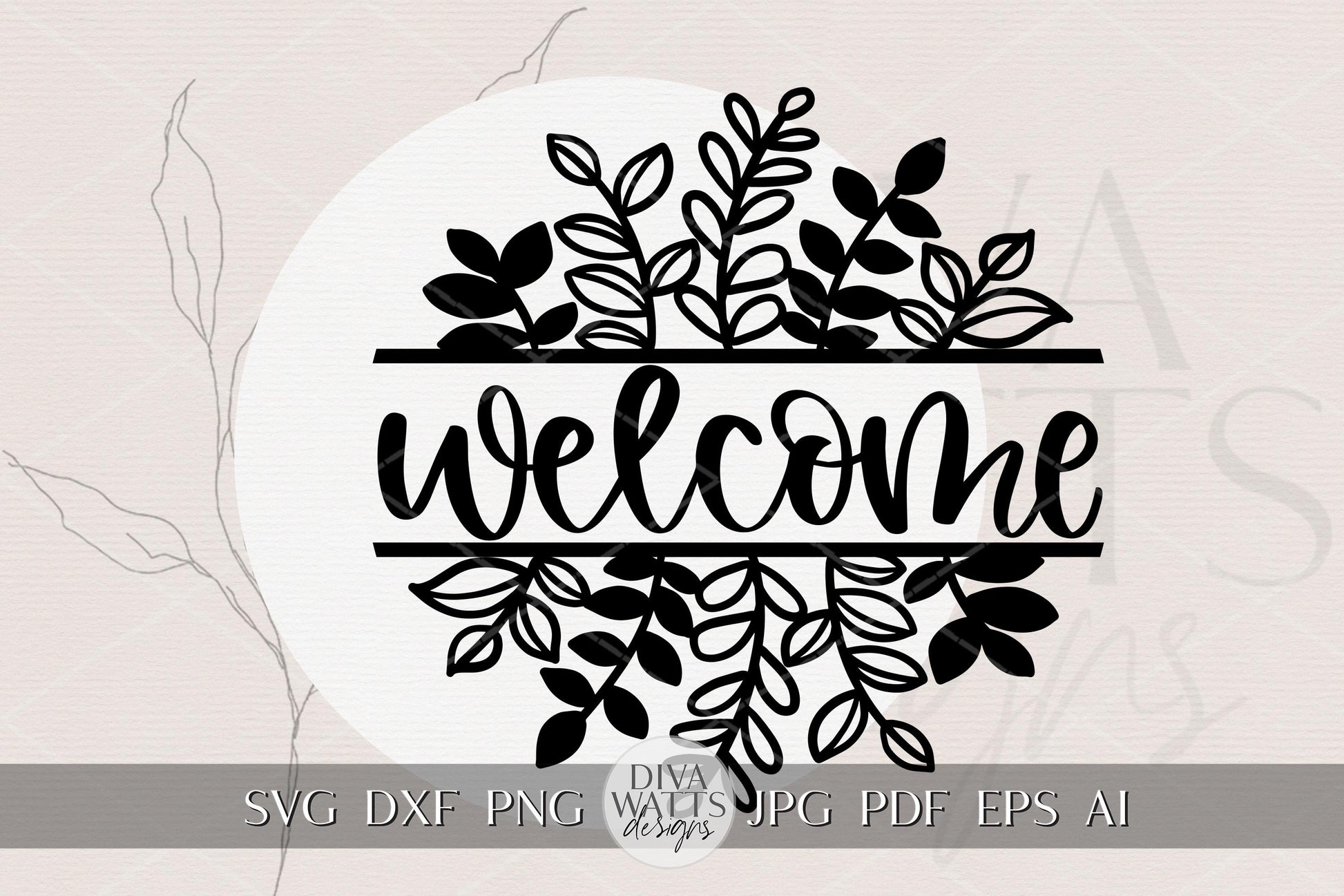 Welcome SVG Round Door Hanger | Farmhouse Laser Cut File for Glowforge xTool OMTech | Front Porch Everyday Sign