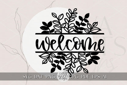 Welcome SVG Round Door Hanger | Farmhouse Laser Cut File for Glowforge xTool OMTech | Front Porch Everyday Sign