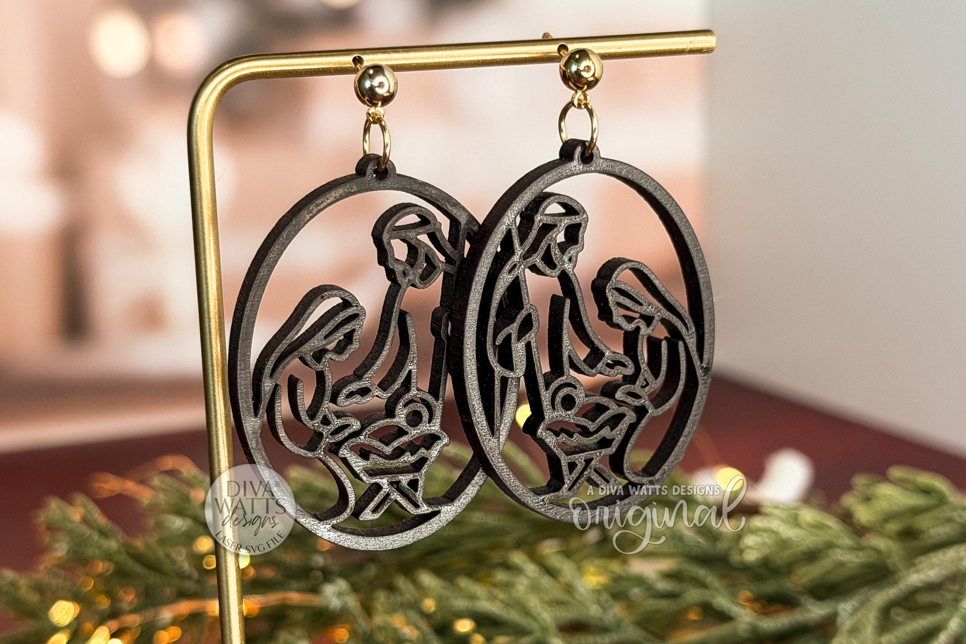 Nativity Scene Earrings SVG | Religious Christmas Earrings Laser Cut File for Glowforge xTool OMTech | Holy Family Jewelry SVG
