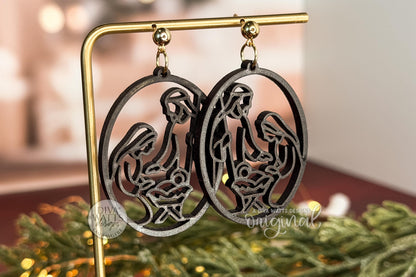 Nativity Scene Earrings SVG | Religious Christmas Earrings Laser Cut File for Glowforge xTool OMTech | Holy Family Jewelry SVG