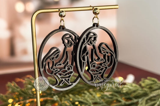 Nativity Scene Earrings SVG | Religious Christmas Earrings Laser Cut File for Glowforge xTool OMTech | Holy Family Jewelry SVG