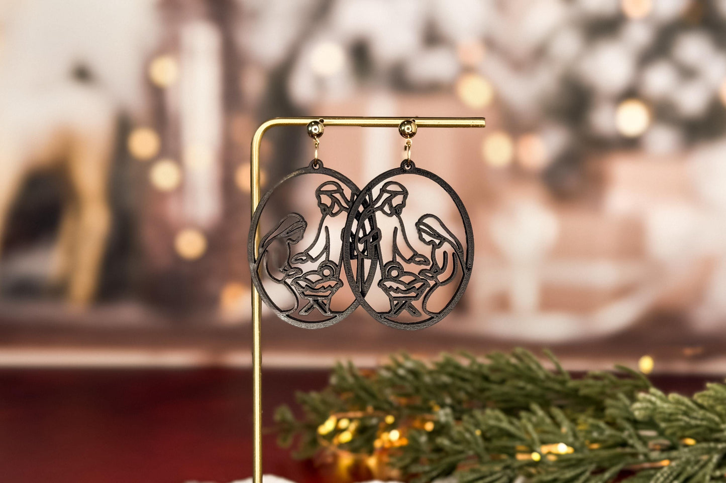 Nativity Scene Earrings SVG | Religious Christmas Earrings Laser Cut File for Glowforge xTool OMTech | Holy Family Jewelry SVG