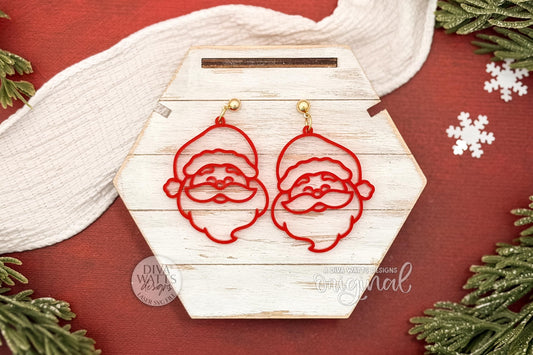 Santa Earrings SVG | Christmas Jewelry Laser Cut File for Glowforge xTool OMTech | Festive Santa Face Earrings SVG Digital Download
