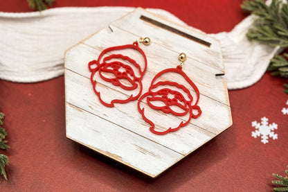 Santa Earrings SVG | Christmas Jewelry Laser Cut File for Glowforge xTool OMTech | Festive Santa Face Earrings SVG Digital Download