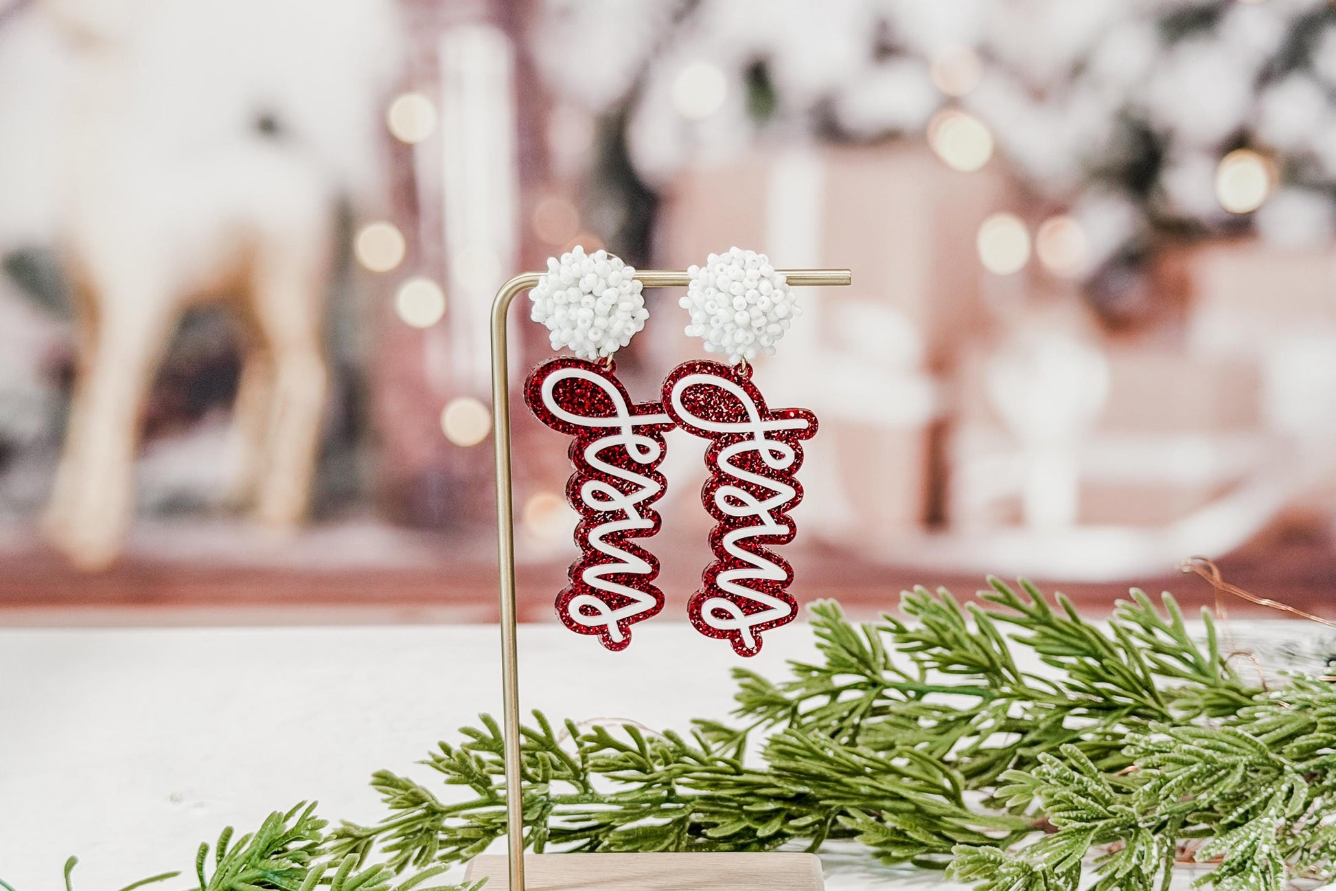 Jesus Christmas Earrings SVG Glowforge File | Faith Script Earring Template | Religious Laser Cut Jewelry Design for Holiday Crafts