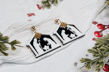 Nativity Earring SVG | Holy Family Christmas Earrings Laser Cut File for Glowforge xTool OMTech | Religious Holiday Jewelry SVG