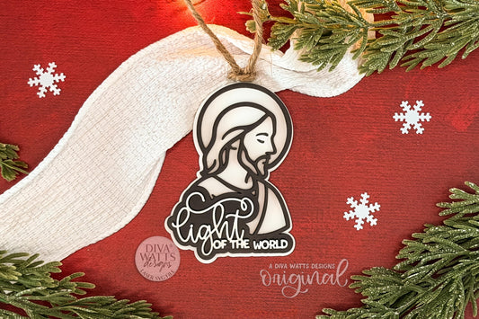 Light of the World SVG | Layered Jesus Ornament Laser Cut File for Glowforge xTool OMTech | Christian Christmas Décor