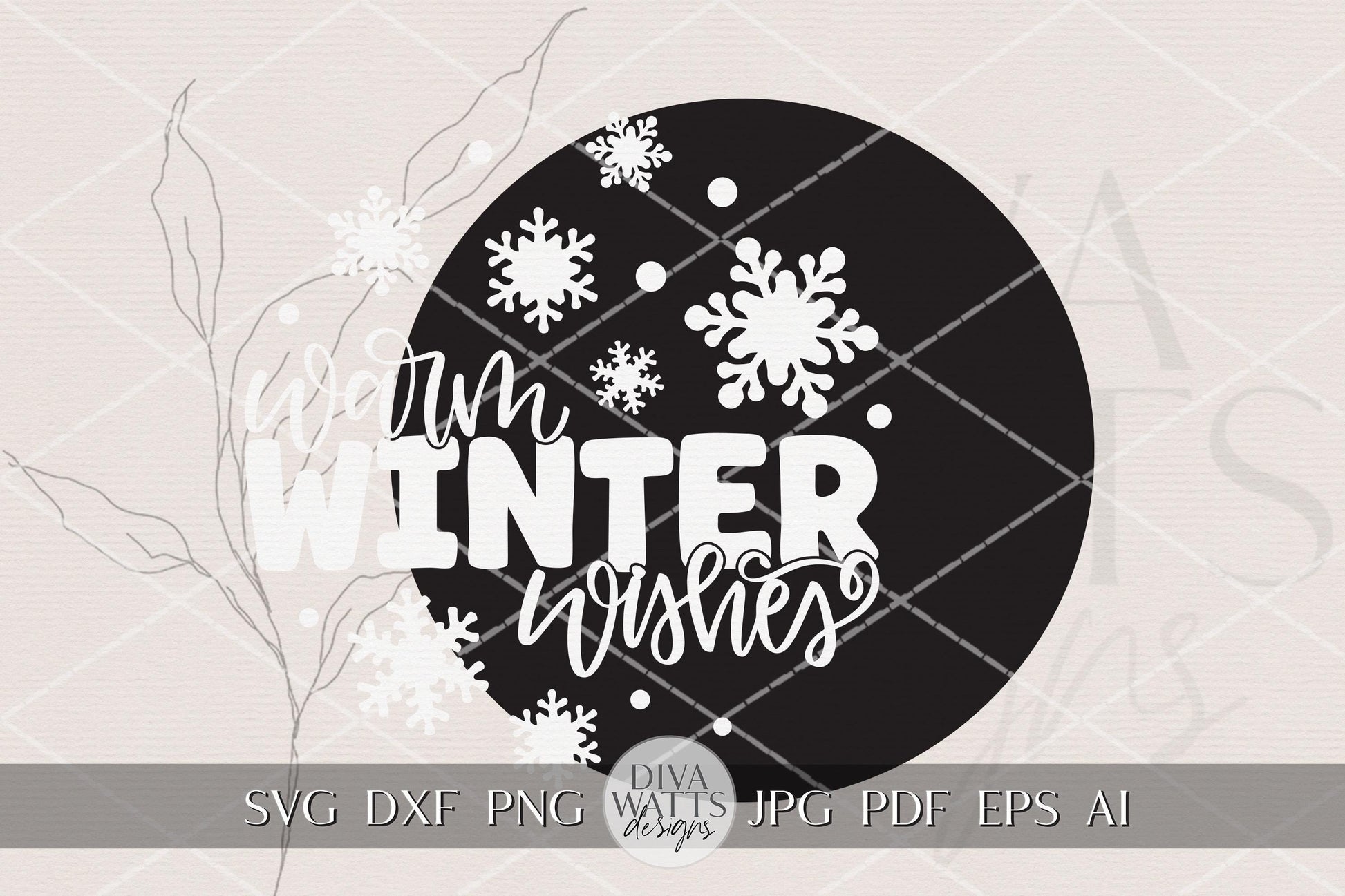 Warm Winter Wishes Round Door Hanger SVG Glowforge Laser Cut File for DIY Wood Sign Winter Porch Décor Digital Download