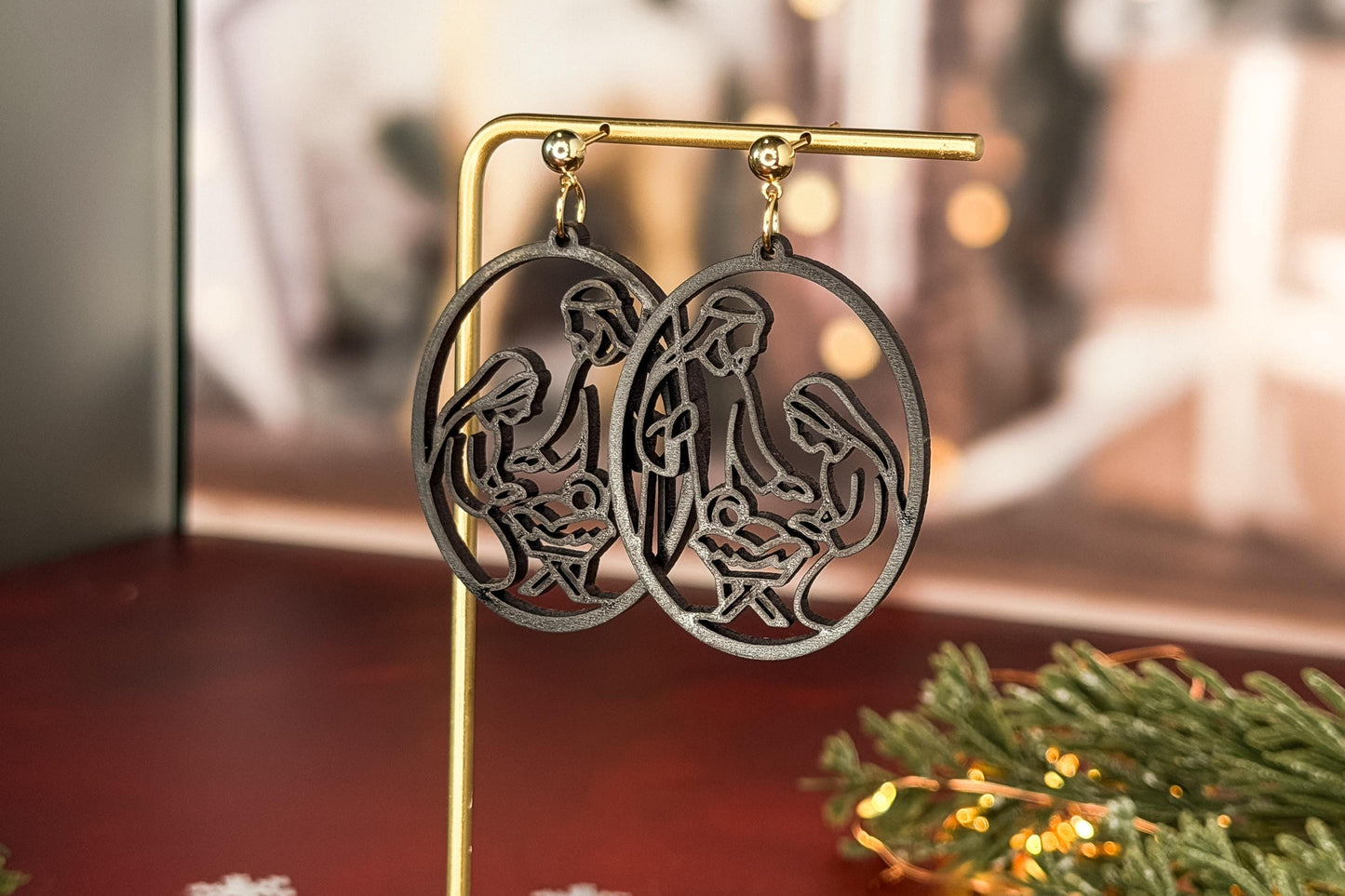 Nativity Scene Earrings SVG | Religious Christmas Earrings Laser Cut File for Glowforge xTool OMTech | Holy Family Jewelry SVG