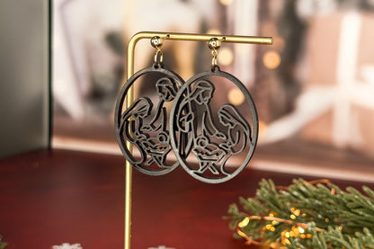 Nativity Scene Earrings SVG | Religious Christmas Earrings Laser Cut File for Glowforge xTool OMTech | Holy Family Jewelry SVG
