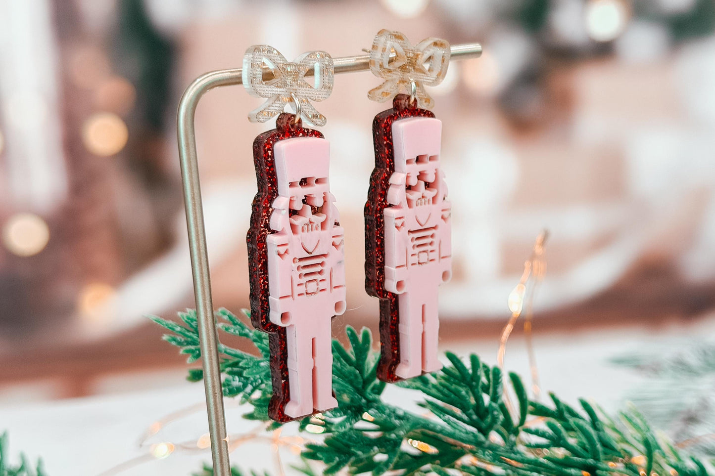 Nutcracker Earrings SVG File – Christmas Earrings Laser Cut Design, Glowforge xTool Acrylic Earring Template, Holiday Jewelry SVG