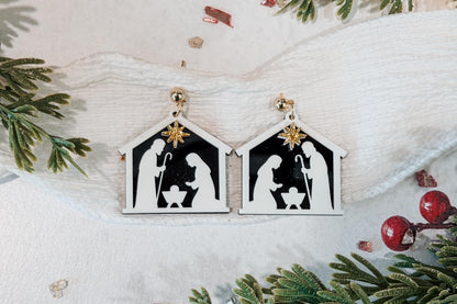 Nativity Earring SVG | Holy Family Christmas Earrings Laser Cut File for Glowforge xTool OMTech | Religious Holiday Jewelry SVG