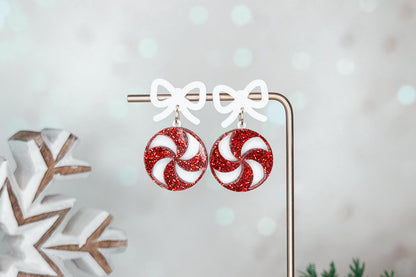 Peppermint Candy Earrings SVG | Layered Christmas Earring Laser Cut File for Glowforge xTool | Holiday Jewelry SVG for Winter Crafts