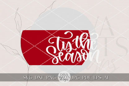 Tis The Season Round Door Hanger SVG File for Laser Cutting | Christmas Porch Sign SVG | Holiday Layered Ornament Shape | Glowforge xTool