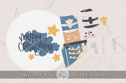 Merry Christmas Nutcracker SVG Round Door Hanger File for Laser Cutting – Layered Holiday Sign Design for Glowforge, xTool & OMTech