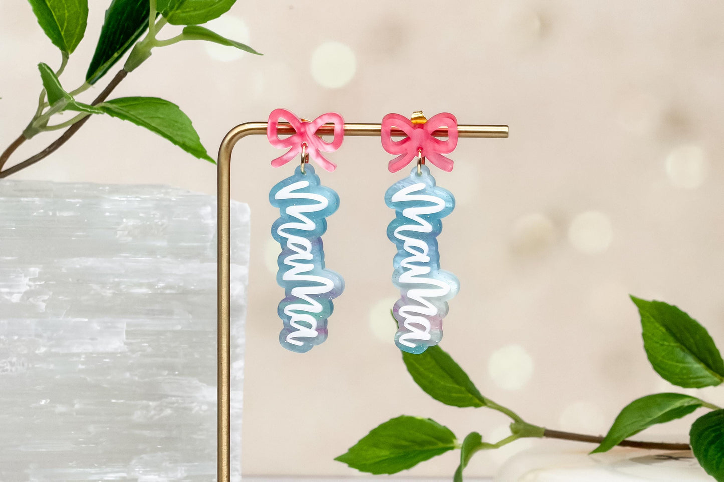 Mama Earrings SVG Laser Cut File – Layered Acrylic Earring Design with Optional Engraved Version for Glowforge, xTool, OMTech